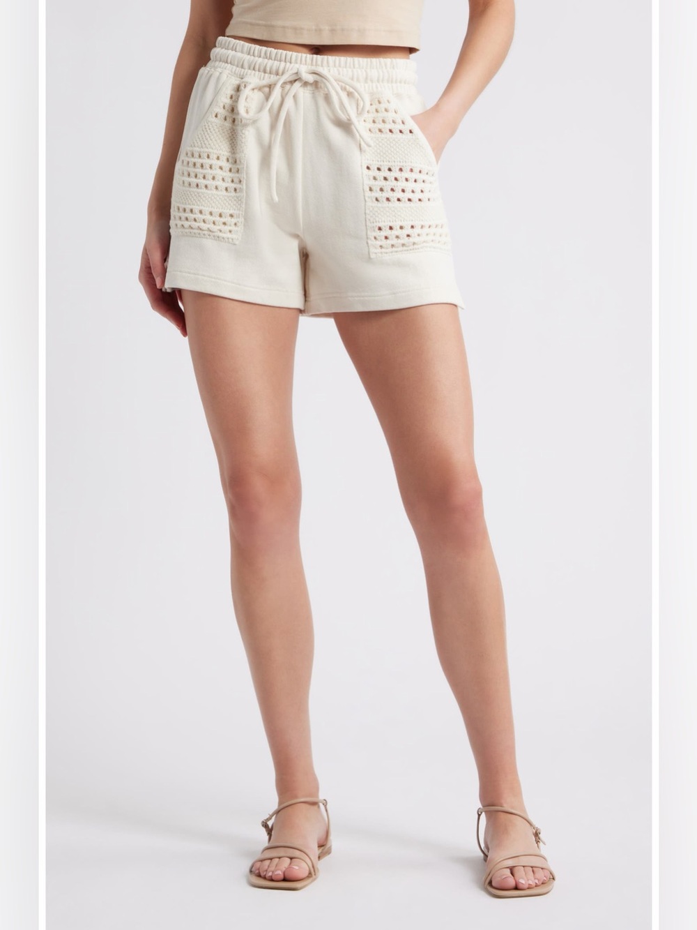 NWT Rails Eddie Crochet Cotton Shorts size large natural Oat